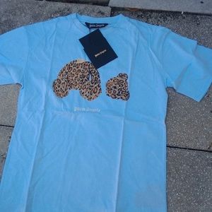 Palm Angels Baby Blue Leopard Bear T Shirt